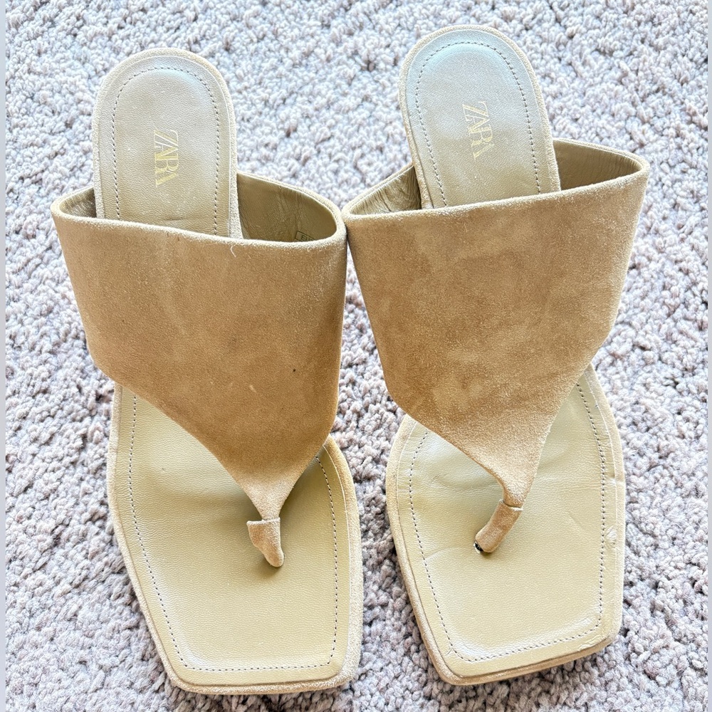 Zara Beige Suede Women's Sandals